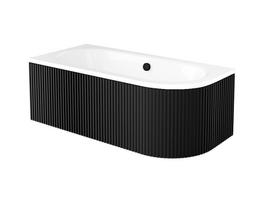Vonia, įmontuojama Besco Avita, 160 cm x 75 cm x 55.5 cm, asimetrinė, balta sp./juoda sp.