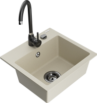 Virtuvinė plautuvė Mexen Milo 6505-69-670200-70, granitas, 43.5 cm x 41 cm x 17.1 cm, juoda sp./smėlio sp.