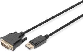Kabelis Digitus DB-340301-030-S Displayport Male (vyriška), DVI-D Male (vyriška), 3 m, juoda sp.