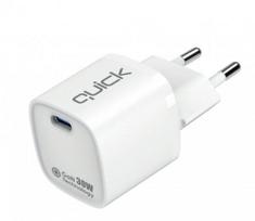 Telefono įkroviklis Quick QG-321 GaN, USB Type C, balta sp., 30 W