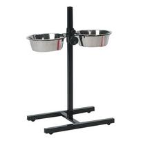 Stovas su dubenėliais šuniui Karlie Dinner Set, 3.2 l, 45 cm x 27 cm x 40 cm, sidabro sp./juoda sp.