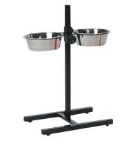 Stovas su dubenėliais šuniui Karlie Dinner Set, 5 l, 25 cm x 25 cm, sidabro sp./juoda sp.