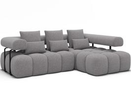 Kampinė sofa Levvi, pilka sp., 184 x 260 cm x 102 cm