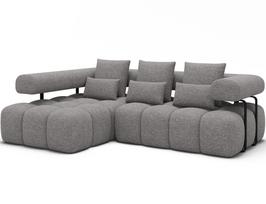 Kampinė sofa Levvi, pilka sp., 184 x 260 cm x 102 cm