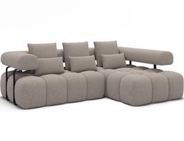 Kampinė sofa Levvi, smėlio sp., 184 x 260 cm x 102 cm
