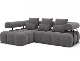Kampinė sofa Levvi, tamsiai pilka sp., 184 x 260 cm x 102 cm