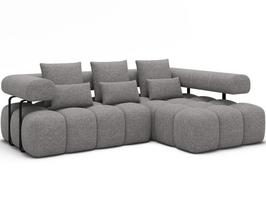 Kampinė sofa Levvi, pilka sp., 184 x 260 cm x 102 cm