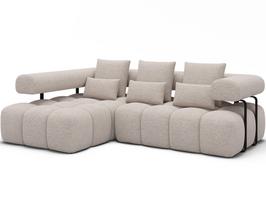 Kampinė sofa Levvi, smėlio sp., 184 x 260 cm x 102 cm