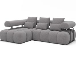 Kampinė sofa Levvi, pilka sp., 184 x 260 cm x 102 cm