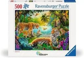 Dėlionė Ravensburger Tiger family In Oasis, 36 cm x 49 cm, 500 vnt., įvairių spalvų