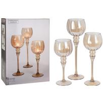 Žvakidė Home Styling Collection, stiklas, 40 cm, gintaro sp., 3 vnt.