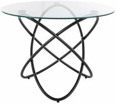 Valgomojo stalas Orbit, skaidri sp./juoda sp., 100 cm x 100 cm x 74 cm