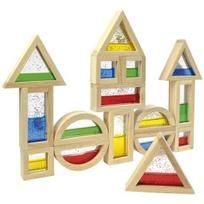 Medinės kaladėlės Blocks with Glitter, 16 vnt.