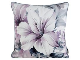 Dekoratyvinės pagalvėlės užvalkalas Flowers 06, balta sp./violetinė sp., 45 cm x 45 cm