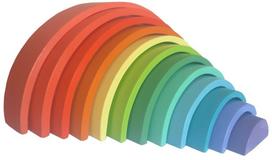 Lavinimo žaislas Wood&Joy Pastel Colour Rainbow, 20 cm, įvairių spalvų, 12 vnt.