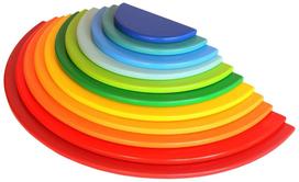 Lavinimo žaislas Wood&Joy Waldorf Rainbow Semicircle, 7 cm, įvairių spalvų, 12 vnt.
