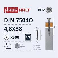 Savisriegis Haushalt DIN 7504O, 4.8 mm x 38 mm, 500 vnt.