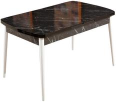 Stalas išskleidžiamas Kalune Design Bendir, balta sp./juoda sp., 132 - 170 cm x 76.5 cm x 79 cm