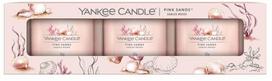 Žvakė, rinkinys, aromatinė Yankee Candle Signature Pink Sands, 10 h, 37 g, 3 vnt., Rožinė sp.