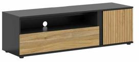 TV staliukas Luen, ąžuolo sp./juoda sp., 155 cm x 45.5 cm x 47 cm