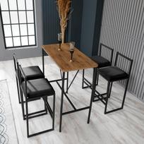 Valgomojo komplektas Kalune Design Nordic, juoda sp./riešuto sp.