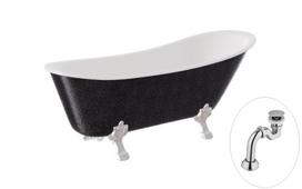 Vonia, laisvai pastatoma Besco Olaya Glam, 160 cm x 68 cm x 68 cm, ovalas, chromo sp./grafito sp.