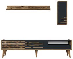 Sekcija Kalune Design Valensiya 845HCT5342, antracito sp./riešuto sp., 45 cm x 180 cm x 35 cm, 3 vnt.