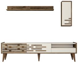 Sekcija Kalune Design Valensiya 845HCT5346, kreminė sp./riešuto sp., 45 cm x 180 cm x 35 cm, 3 vnt.