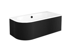 Vonia, įmontuojama Besco Avita Right, 160 cm x 75 cm x 55.5 cm, asimetrinė, balta sp./juoda sp.