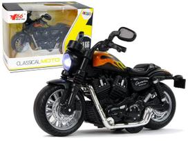 Žaislinis motociklas Lean Toys Classical Moto MY66 12254, 1:14, juoda sp./oranžinė sp.