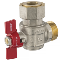 Kampinis ventilis Ferro KFM2SGK, rutulinis, vandens sąnaudų reguliavimui, 3/4''