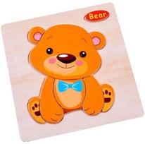 Medinė dėlionė Jokomisiada Bear ZA2528, 14.5 cm x 15 cm, įvairių spalvų