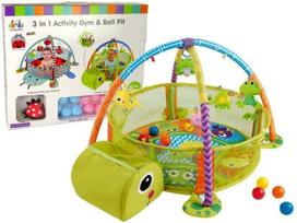 Aktyvumo kilimėlis Lean Toys Gym & Ball Pit Tortoise, 66 cm x 96 cm, įvairių spalvų