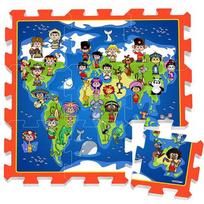 Kilimėlis kūdikiams - dėlionė Map Of The World, 31 cm x 31 cm, 9 vnt, įvairių spalvų