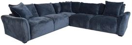 Kampinė sofa, su pufu Home4you Divi, tamsiai mėlyna sp., 276 x 276 cm x 84 cm
