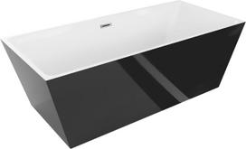 Vonia, laisvai pastatoma Mexen Lita, 75 cm x 170 cm x 58 cm, stačiakampis, balta sp./juoda sp.