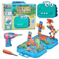 Konstruktoriaus rinkinys su atsuktuvu Lean Toys DIY Dinosaur, 228 vnt., įvairių spalvų