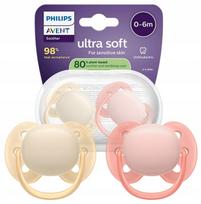 Čiulptukų rinkinys Philips Avent Ultra Soft Neutral, 0 mėn., geltona sp./rožinė sp.