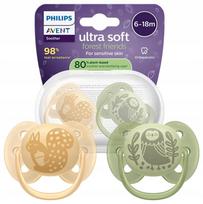 Čiulptukų rinkinys Philips Avent Ultra Soft Deco Forest Friends, 6+ mėn., žalia sp./oranžinė sp.