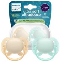 Čiulptukų rinkinys Philips Avent Ultra Soft Neutral, 0 mėn., geltona sp./žalia sp.