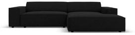 Kampinė sofa Micadoni Home Jodie, juoda sp., dešininė, 224 x 166 cm x 70 cm
