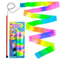 Lauko žaislas, gimnastikos lazda su kaspinu Rainbow, 200 cm x 4 cm, įvairių spalvų