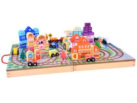 Medinės kaladėlės Train Set, 89 vnt., įvairių spalvų