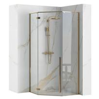 Dušo kabina Rea Diamond, kampinė, be padėklo, 100 cm x 100 cm x 195 cm, aukso sp./grūdintas