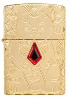 Žiebtuvėlis Zippo 49802 Armor™ Lucky Cat Design, aukso sp.