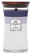 Žvakė, aromatinė WoodWick Trilogy Large Evening Luxe, 60 - 120 h, 610 g, Balta sp./Violetinė sp.