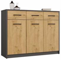 Komoda Simplo 3D3S, antracito sp./artisan oak, 85 cm x 35 cm x 109 cm