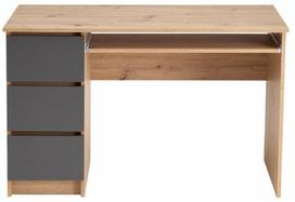 Rašomasis stalas su stalčiais Cino, 120 cm x 50 cm, 77 cm, grafito sp./artisan oak