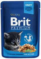 Šlapias kačių maistas Brit Premium Chicken Chunks Kitten, vištiena, 0.1 kg, 24 vnt.