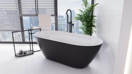 Vonia, laisvai pastatoma Besco Moya, 70 cm x 170 cm x 56 cm, ovalas, balta sp./juoda sp.
